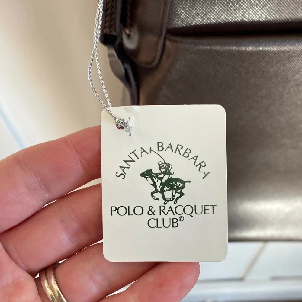 VTG $1476 NWT Santa Barbara Polo & Racquet Club Leather Messenger Bag